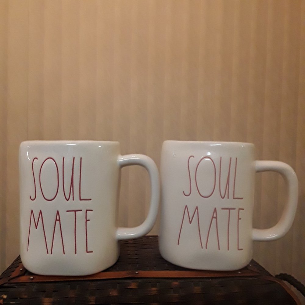 Rae Dunn by Magenta Ceramic Soul Mate Mugs Pair NWOT